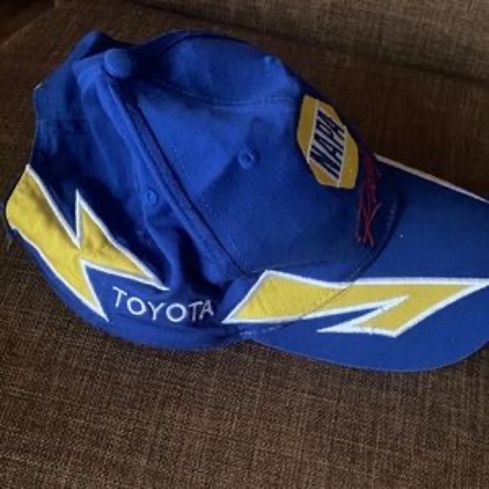 Racing Blue & Yellow Men's Motorsport Cap - Picture 4 of 5